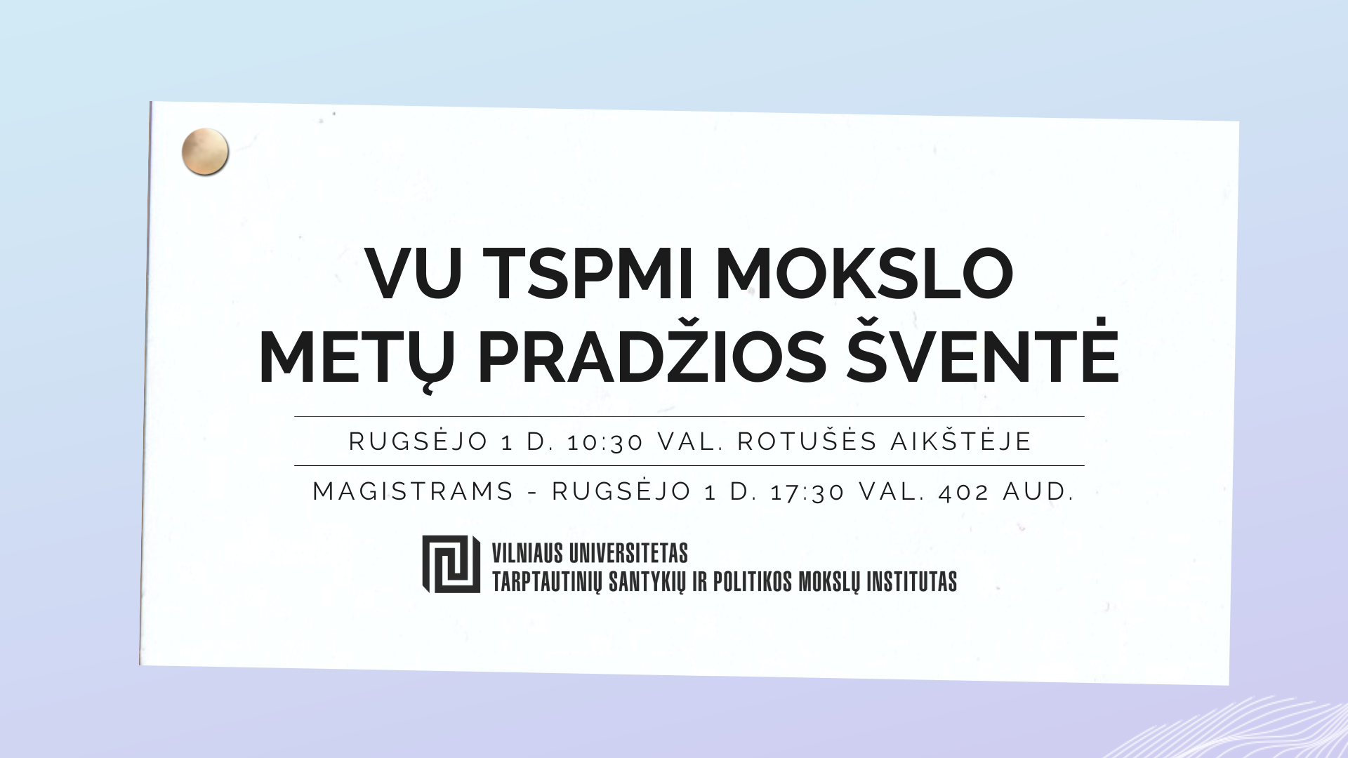 VU TSPMI Mokslo metų pradžios šventė