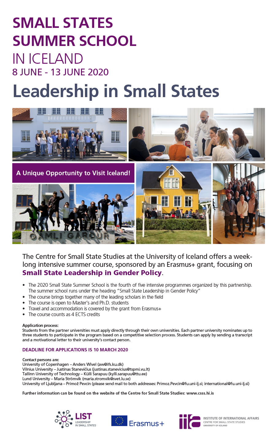 Participate in the Small States Summer School in Iceland!