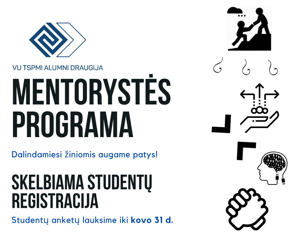 Kviečiame pildyti paraiškas VU TSPMI Alumni mentorystės programai