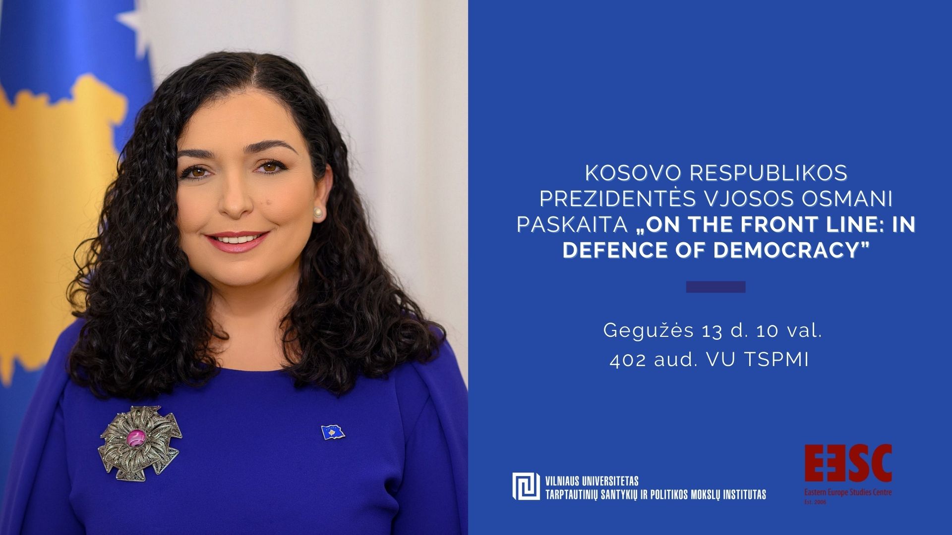Kosovo respublikos prezidentės Vjosos Osmani paskaita