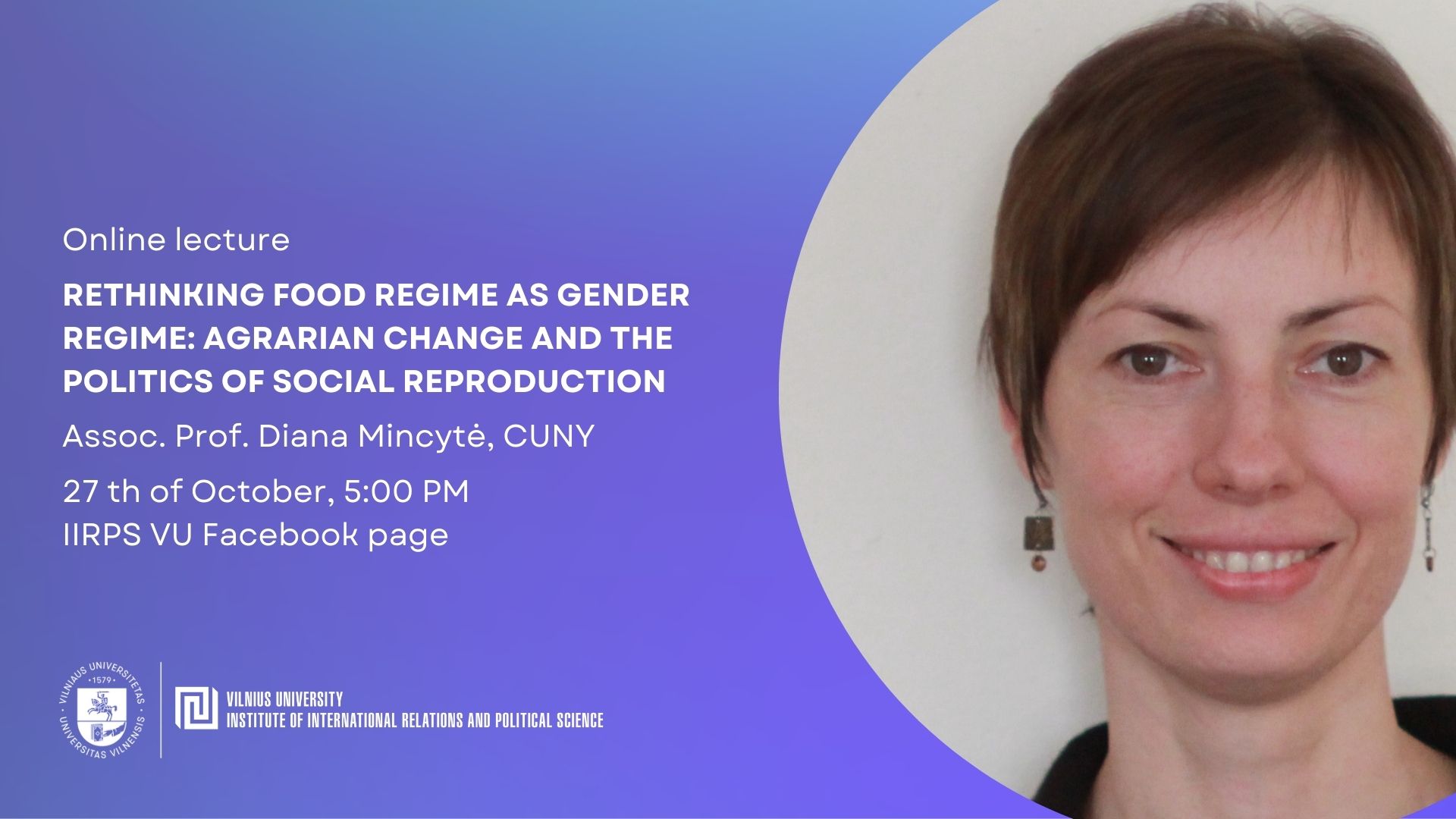 Online lecture “Rethinking Food Regime as Gender Regime: Agrarian Change and the Politics of Social Reproduction”