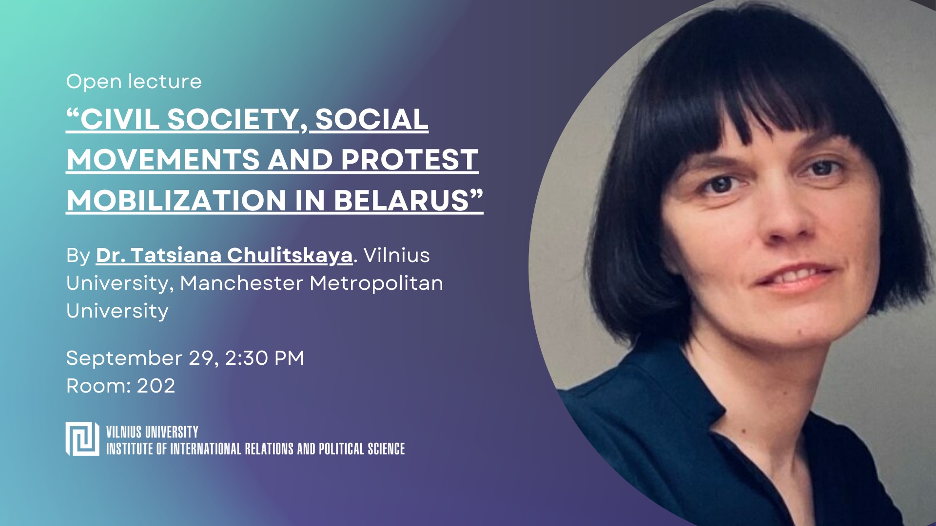 Open lecture by Dr. Tatsiana Chulitskaya