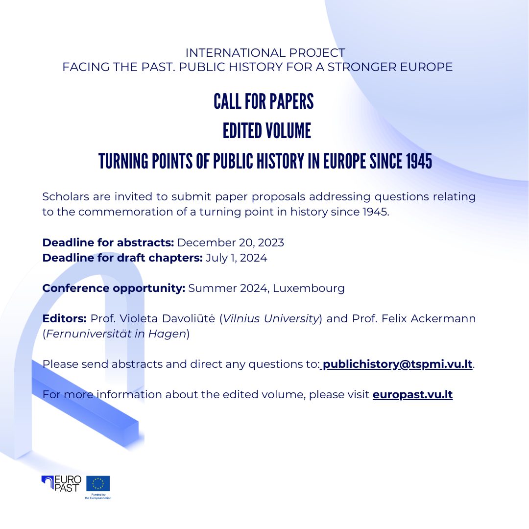 CFP: Edited Volume “Turning Points of Public History in Europe since 1945”