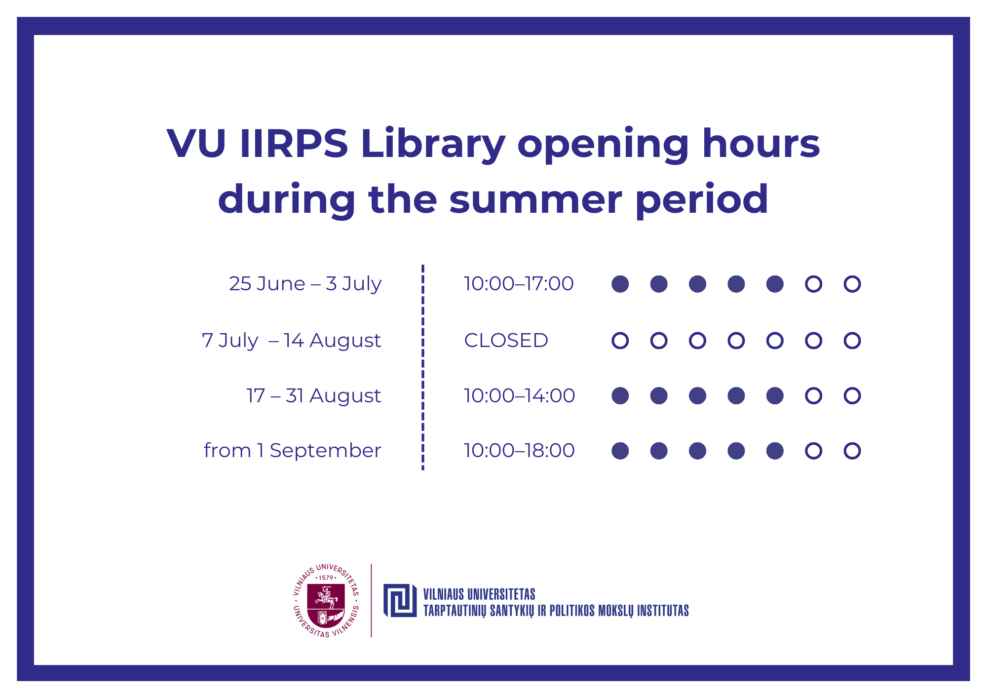 Library working hours during summer